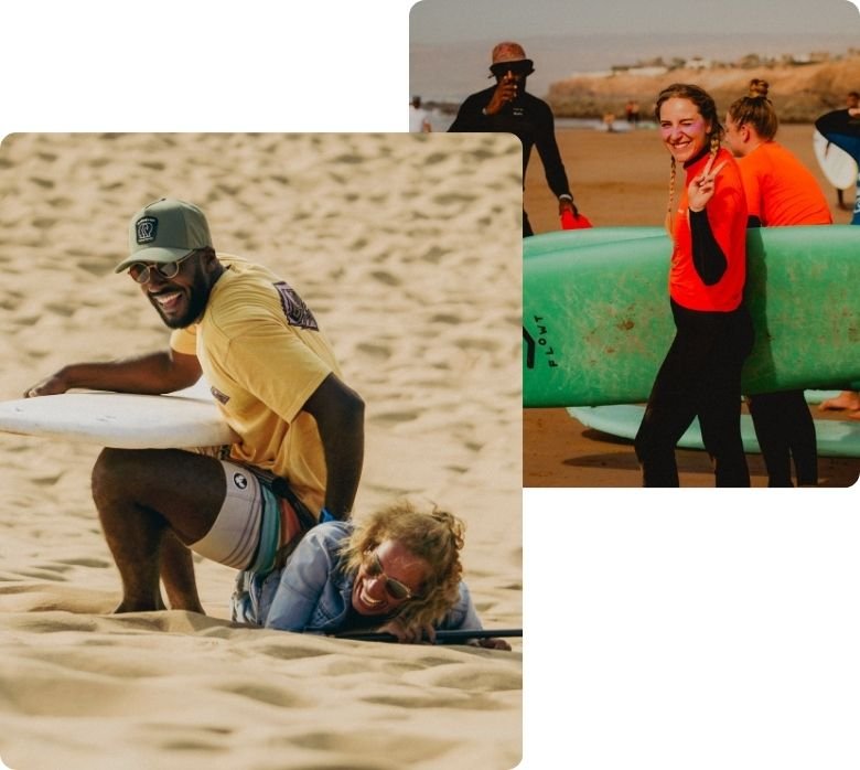 surfers at tamraght beach